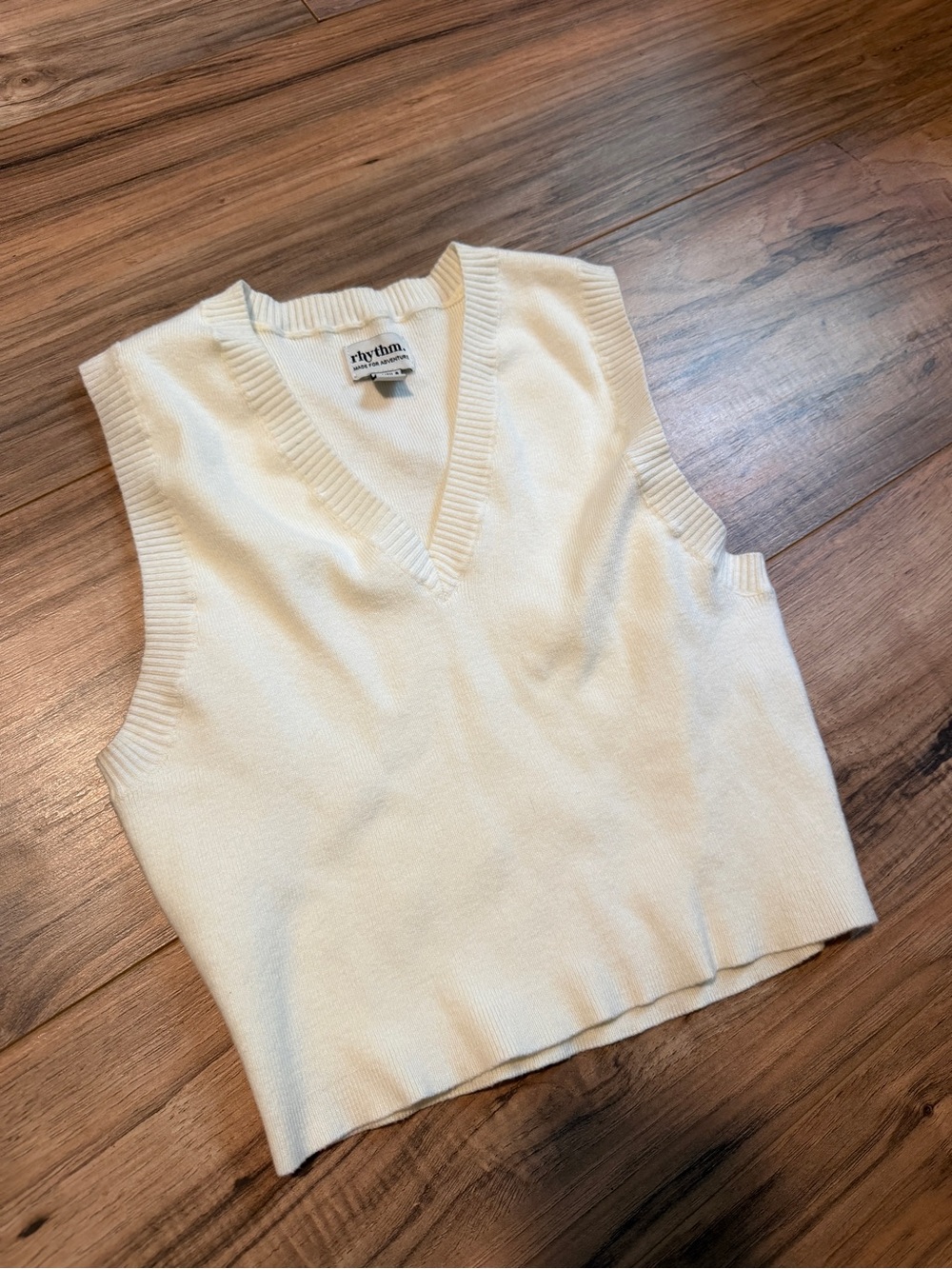 Rhythm Ivory V-Neck Sleeveless Knit Top